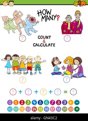 Jeu mathématique pour les enfants d'âge préscolaire Illustration de Vecteur
