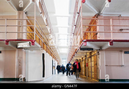 Principale prison cell block.Alcatraz à San Francisco, Californie. Banque D'Images