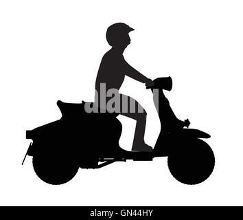 Silhouette Rider scooter Illustration de Vecteur