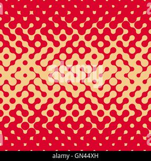 Seamless Vector Halftone arrondies irrégulières dégradé rouge Motif rétro Grungy Tan Illustration de Vecteur