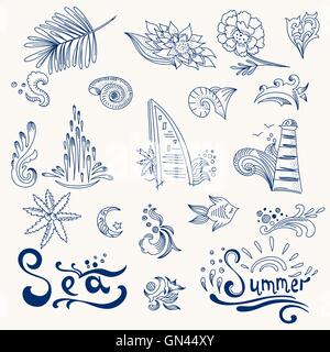 Sketch travel icons Illustration de Vecteur