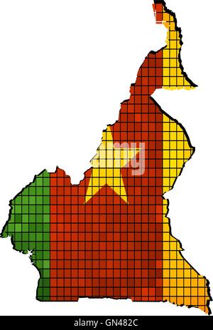 Carte du Cameroun avec l'intérieur du pavillon Illustration de Vecteur