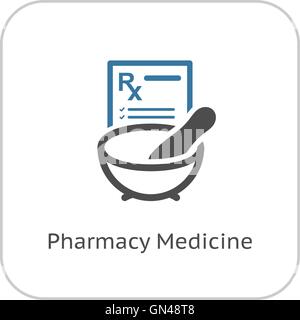 Médecine pharmacie Icône. Modèle plat. Illustration de Vecteur