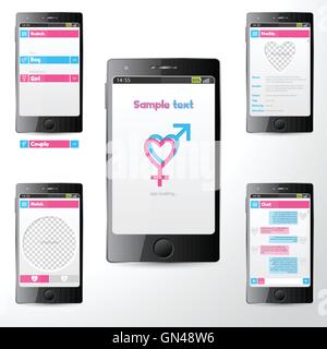 Interface utilisateur de l'application mobile dating simple Illustration de Vecteur
