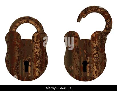 Cadenas rouillé isolés Illustration de Vecteur