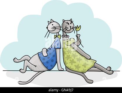 Couple de chats dans l'amour. Valentine day Illustration de Vecteur