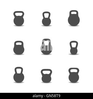 Icônes kettlebells, illustration vectorielle. Illustration de Vecteur