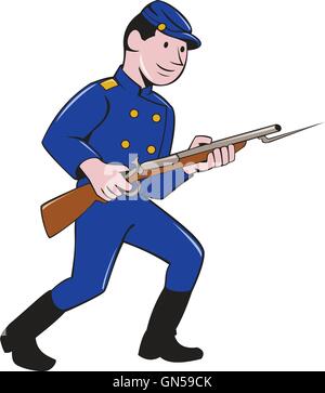 Soldat de l'Armée de l'Union Cartoon Fusil à baïonnette Illustration de Vecteur