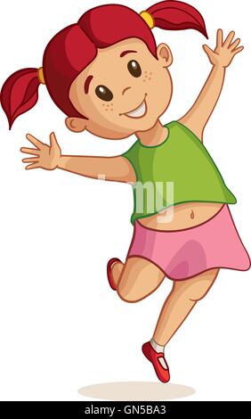 Peu de happy girl jumping. Vector illustration. Illustration de Vecteur