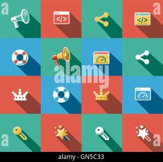 Internet et télévision Web Icons Set Illustration de Vecteur