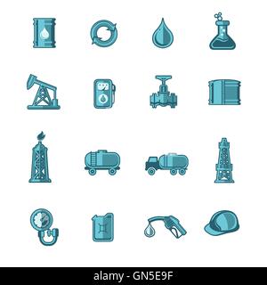 Industrie pétrolière icons set Illustration de Vecteur