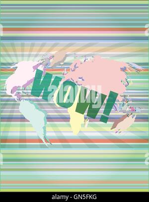 Mot wow sur écran numérique, global communication concept vector illustration Illustration de Vecteur