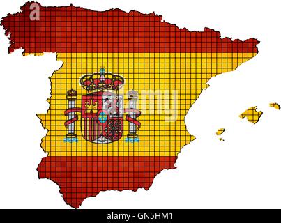 La carte d'Espagne avec l'intérieur du pavillon Illustration de Vecteur