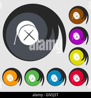 L'icône de batterie. Symboles sur huit boutons de couleur. Vector Illustration de Vecteur