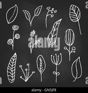Une collection de vintage décoration délicate à la main en feuilles Illustration de Vecteur