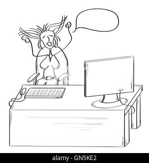 Folle avec ordinateur Illustration de Vecteur