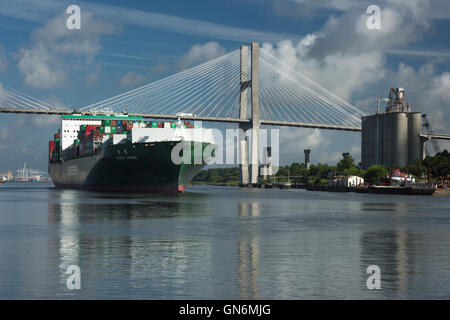 Ligne Evergreen JAMAIS LIVEN VRAC CONTENEUR SHIP SAVANNAH SAVANNAH GEORGIA USA Banque D'Images