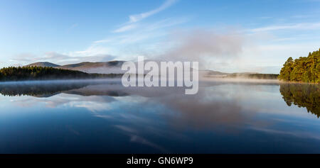 Mist rising sur le Loch Garten, Ecosse Banque D'Images