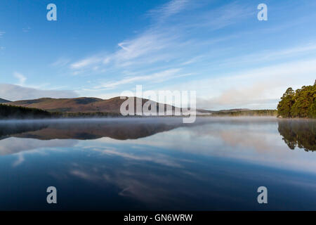 Mist rising sur le Loch Garten, Ecosse Banque D'Images