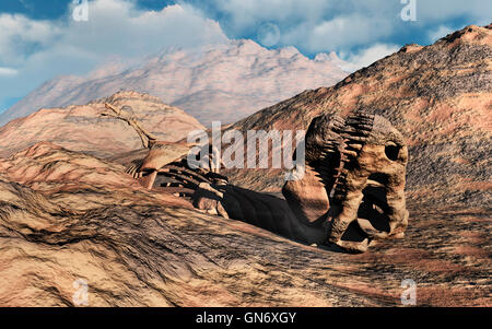 Un Tyrannosaure squelette fossile. Banque D'Images