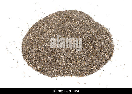 Heap de chia seeds isolated on white Banque D'Images