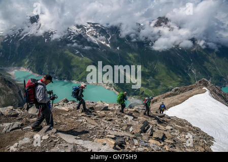 Escalade sur le Grosses Wiesbach corne 3564m Banque D'Images