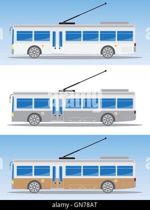 Vue latérale d'Eletric bus ou trolleybus Vector Illustration Illustration de Vecteur