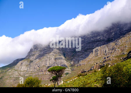 Couche de nuages Nappe donnant effet au cours Table Mountain, Cape Town, Afrique du Sud Banque D'Images