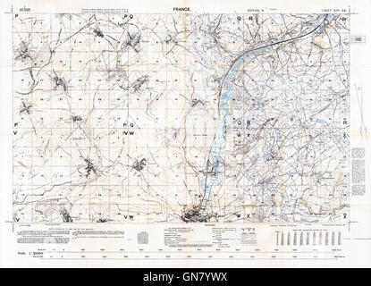 La carte du secteur de la Somme, Albert, 57D SE, 1917 1:20 000 Carte de la partie nord de la bataille, avec des systèmes de tranchées à partir de septembre 1916 et février 1917, avant le retrait des Allemands à la ligne Hindenberg Banque D'Images