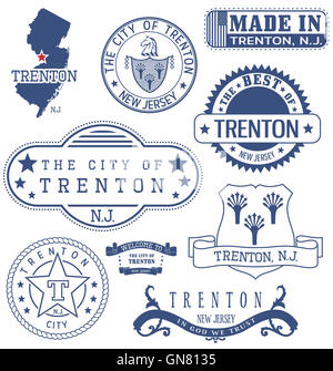 La ville de Trenton, New Jersey. Des timbres et des signes. Banque D'Images