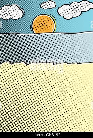 Comic beach background Illustration de Vecteur
