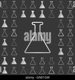 L'icône de la chimie Silver line set design Illustration de Vecteur