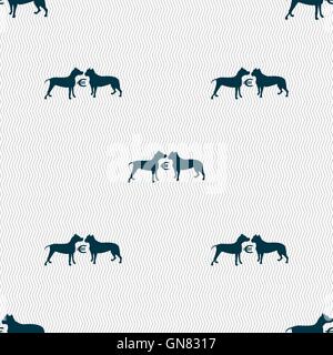 Les paris sur l'icône de combats de chiens signe. Motif géométrique transparente avec la texture. Vector Illustration de Vecteur