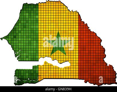 Carte du Sénégal avec l'intérieur du pavillon Illustration de Vecteur