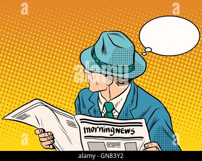 Retro Man reading the morning news Illustration de Vecteur