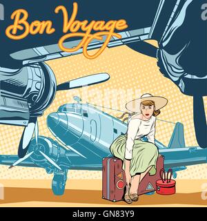 Bon voyage jolie fille sur la piste Illustration de Vecteur