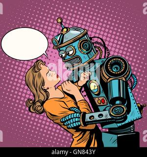 La technologie informatique amour femme Robot Illustration de Vecteur