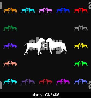 Les paris sur l'icône de combats de chiens signe. Beaucoup de symboles colorés pour votre conception. Vector Illustration de Vecteur