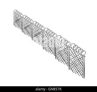 Croquis de la clôture de barbelés Illustration de Vecteur