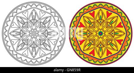 Ensemble de deux mandala. Illustration de Vecteur