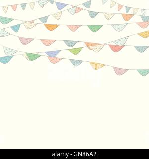 Bunting colorés et garland set isolés. Vector hand drawn han Illustration de Vecteur