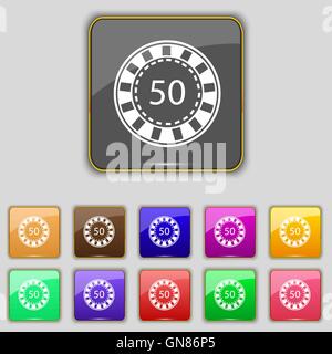 L'icône Casino signe. Set avec 11 boutons de couleur pour votre site. Vector Illustration de Vecteur