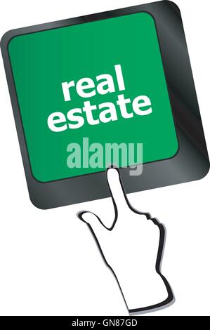 Concept immobilier. hot key sur le clavier de l'ordinateur avec des mots de l'Immobilier Illustration de Vecteur