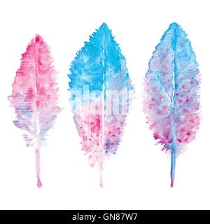 Fond vecteur élégant avec aquarelle dessin plumes. Illustration de Vecteur