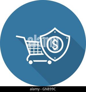 La sécurité d'achats Icône. Modèle plat. Illustration de Vecteur