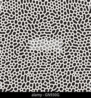 Seamless Vector noir et blanc arrondi organique Texture Cercles pêle-mêle Illustration de Vecteur