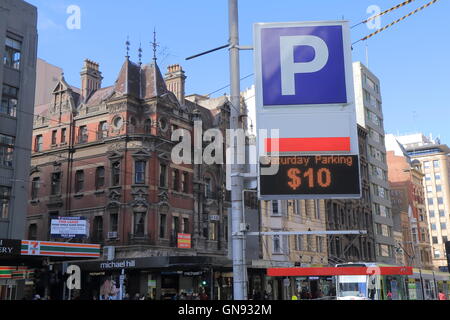 City parking sign dans le centre-ville de Melbourne, Australie Banque D'Images