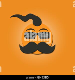Drôle de visage avec une moustache, vector illustration. Illustration de Vecteur