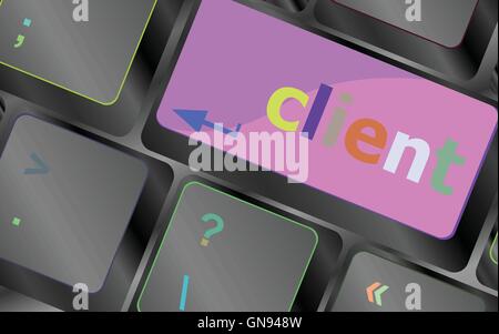 Concept de service clients. Sur le bouton Clavier ordinateur moderne avec Word les clients sur ce clavier clavier. touche vecteur bouton. Vect Illustration de Vecteur