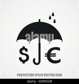 Vecteur de l'argent et la protection de l'icône de parapluie. Design plat moderne. Illustration de Vecteur